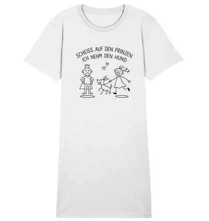 Scheiss auf den Prinzen ich nehm den Hund - Ladies Organic Shirt Dress White / XS
