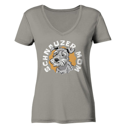 Schnauzer Mom - Ladies V-Neck Shirt Light Grey / XS