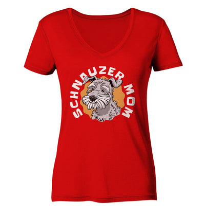 Schnauzer Mom - Ladies V-Neck Shirt Red / XS