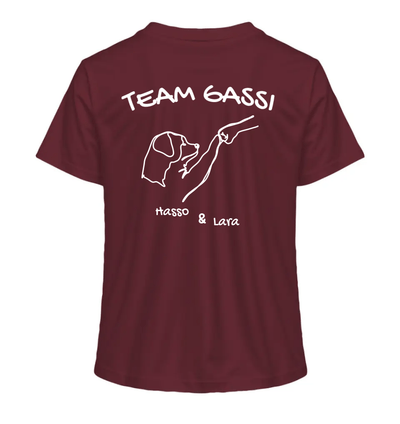 Team Gassi (Rückendruck) - Personalisierbar - Ladies Organic Shirt Burgundy / XS