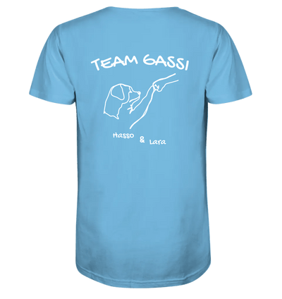 Team Gassi (Rückendruck) - personalisiert (inkl. mit/ohne Hundename) - Organic Shirt Aqua Blue / XS