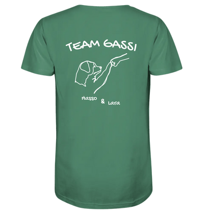 Team Gassi (Rückendruck) - personalisiert (inkl. mit/ohne Hundename) - Organic Shirt Green Bay / XS