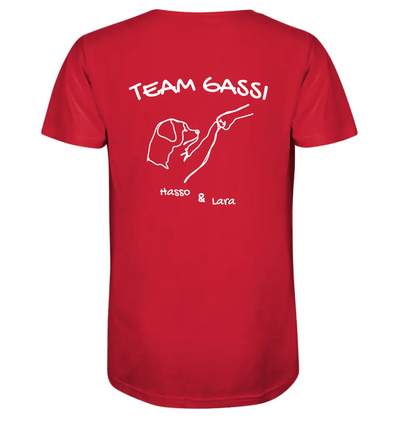 Team Gassi (Rückendruck) - personalisiert (inkl. mit/ohne Hundename) - Organic Shirt Red / XS
