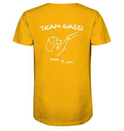 Team Gassi (Rückendruck) - personalisiert (inkl. mit/ohne Hundename) - Organic Shirt Spectra Yellow / XS