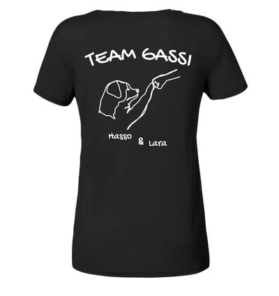 Team Gassi (Rückendruck) - personalisiert - Ladies V-Neck Shirt
