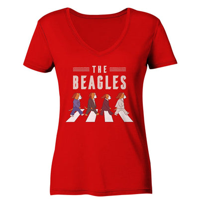 The Beagles - Coole Beagle-Hunde on the walk - Ladies V-Neck Shirt Red / XS