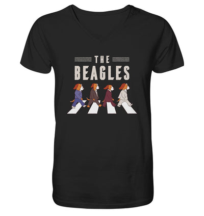 The Beagles - Coole Beagle-Hunde on the walk - Mens Organic V-Neck Shirt Black / S