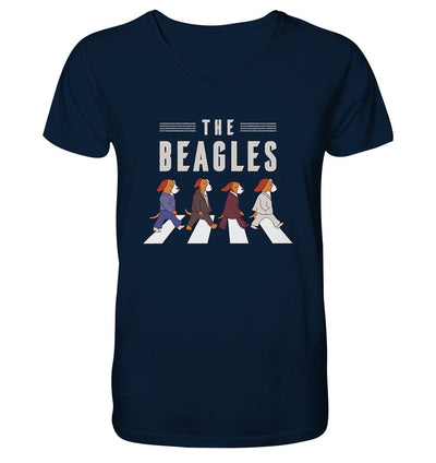 The Beagles - Coole Beagle-Hunde on the walk - Mens Organic V-Neck Shirt French Navy / S