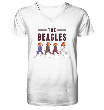 The Beagles - Coole Beagle-Hunde on the walk - Mens Organic V-Neck Shirt White / S