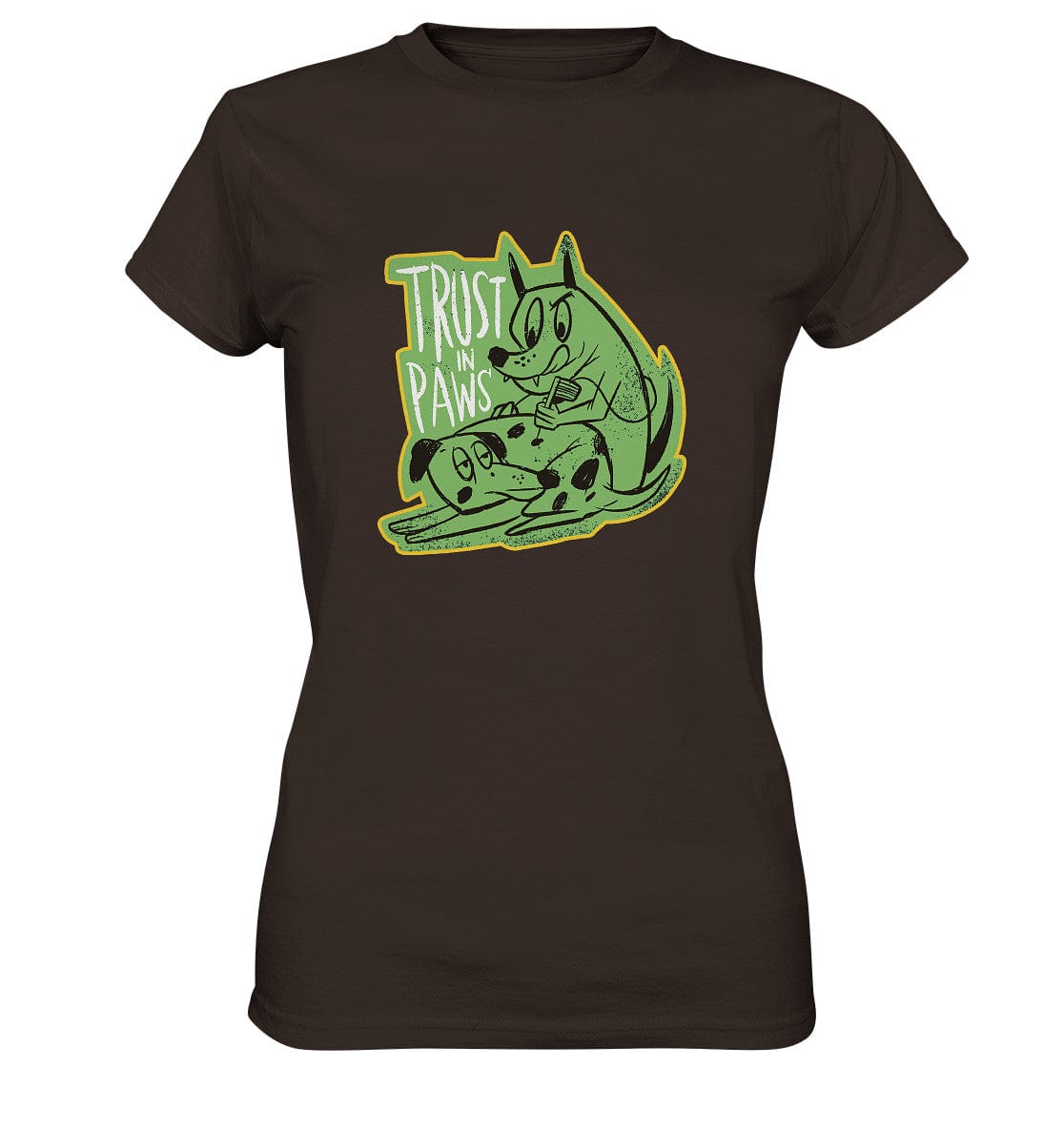 Trust in Paws - Tattooing Dogs - Ladies Premium Shirt Brown / XS
