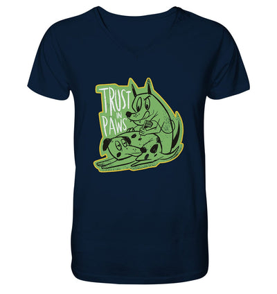 Trust in Paws - Tattooing Dogs - Mens Organic V-Neck Shirt French Navy / S