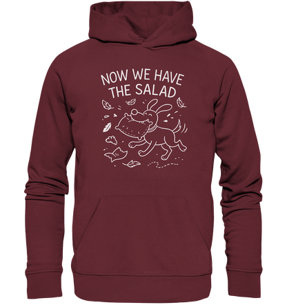 Unisex Organic Hoodie – Now we have the salad – Hund & Chaos auf deinem Shirt Burgundy / XS