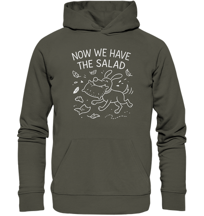 Unisex Organic Hoodie – Now we have the salad – Hund & Chaos auf deinem Shirt Khaki / XS