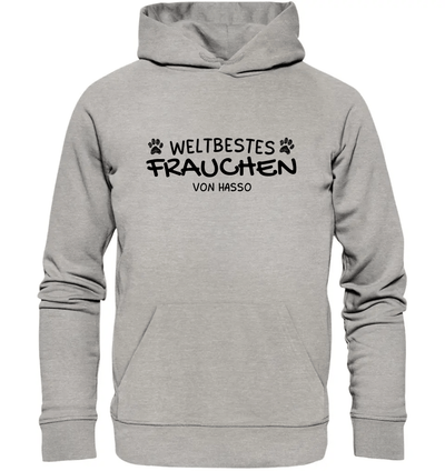 Weltbestes Frauchen - personalisiert (inkl. mit/ohne Hundename) - Organic Hoodie Heather Grey / XS