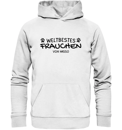Weltbestes Frauchen - personalisiert (inkl. mit/ohne Hundename) - Organic Hoodie White / XS