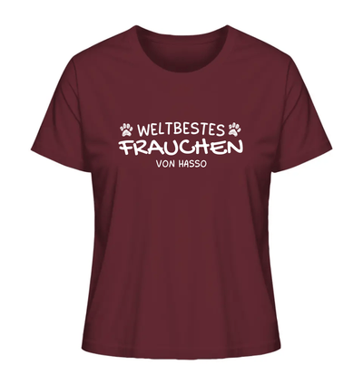 Weltbestes Frauchen - personalisiert - Ladies Organic Shirt Burgundy / XS