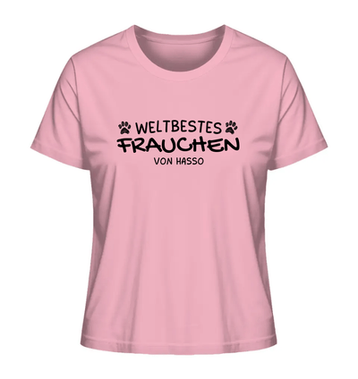 Weltbestes Frauchen - personalisiert - Ladies Organic Shirt Cotton Pink / XS