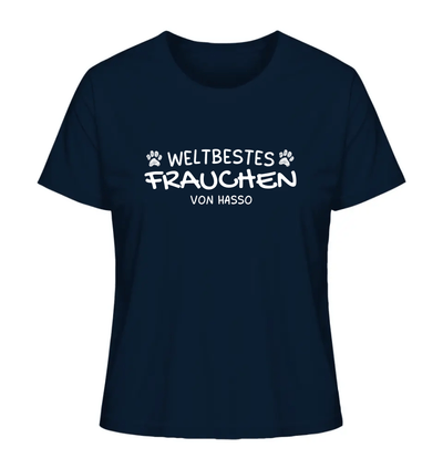Weltbestes Frauchen - personalisiert - Ladies Organic Shirt French Navy / XS