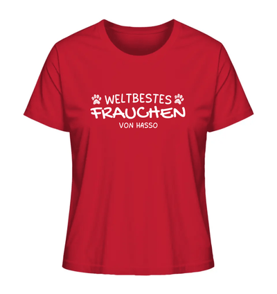 Weltbestes Frauchen - personalisiert - Ladies Organic Shirt Red / XS
