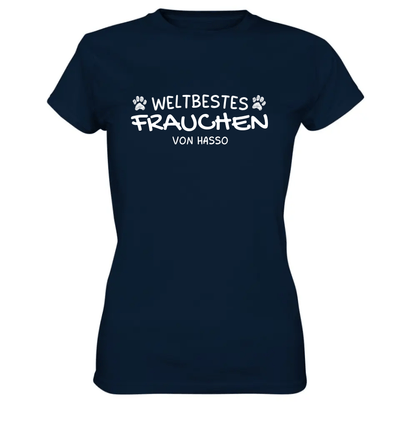 Weltbestes Frauchen - personalisiert - Ladies Premium Shirt Navy / XS