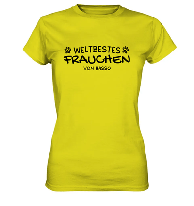 Weltbestes Frauchen - personalisiert - Ladies Premium Shirt Pixel Lime / XS