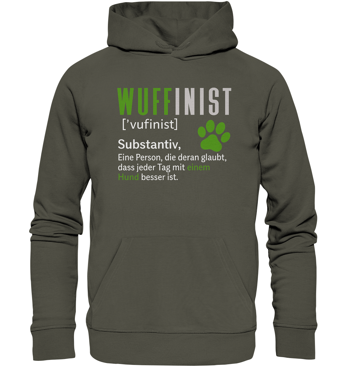 Wuffinist - Organic Hoodie Khaki / XS